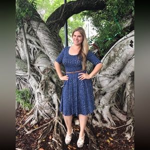 🎈LuLaRoe Nicole Dress Navy/white print Size L